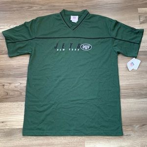 NY Jets NFL Football V Neck Shirt Vintage Logo NYJets New York 🆕 Green Sportwear
